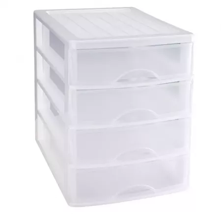 Cajonera Plástica 4 Cajones Blanca con Cajones Transparentes Cajonera Plástica 4 Cajones Blanca con Cajones Transparentes