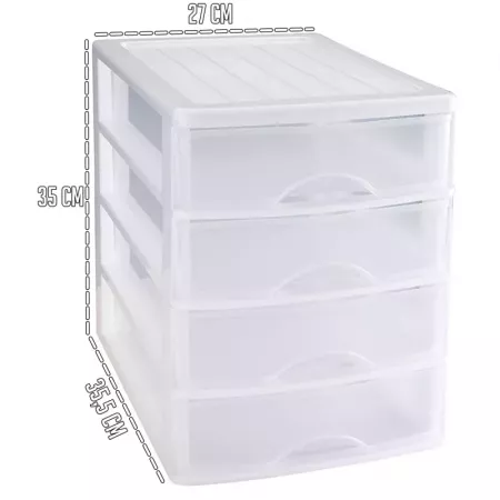 Cajonera Plástica 4 Cajones Blanca con Cajones Transparentes Cajonera Plástica 4 Cajones Blanca con Cajones Transparentes