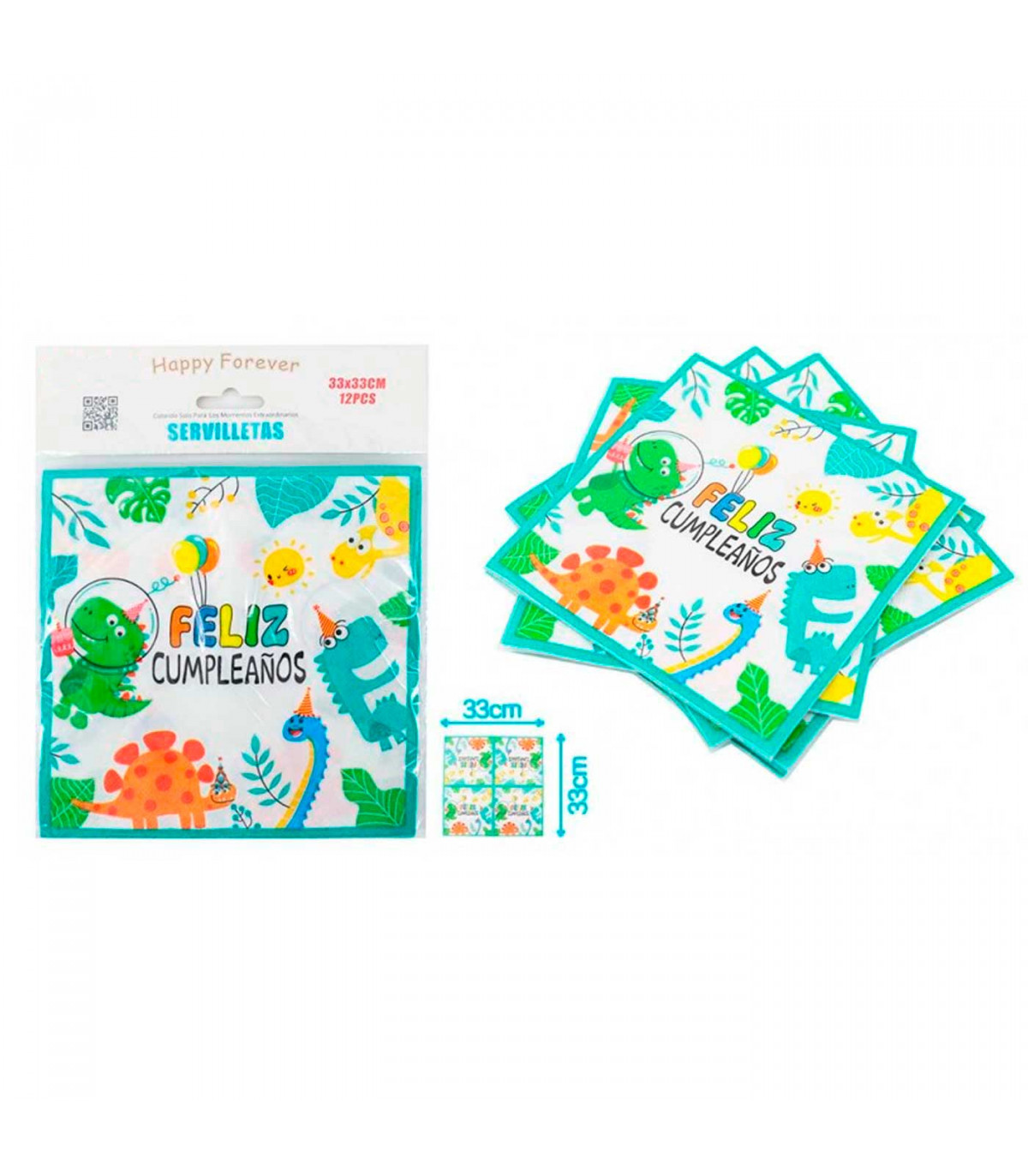 Pack de 12 servilletas infantiles de papel decoradas, feliz
