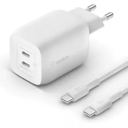 Belkin Cargador USB-C 65W PPS Dual GaN + Cable 2M 100W Belkin Cargador USB-C 65W PPS Dual GaN + Cable 2M 100W