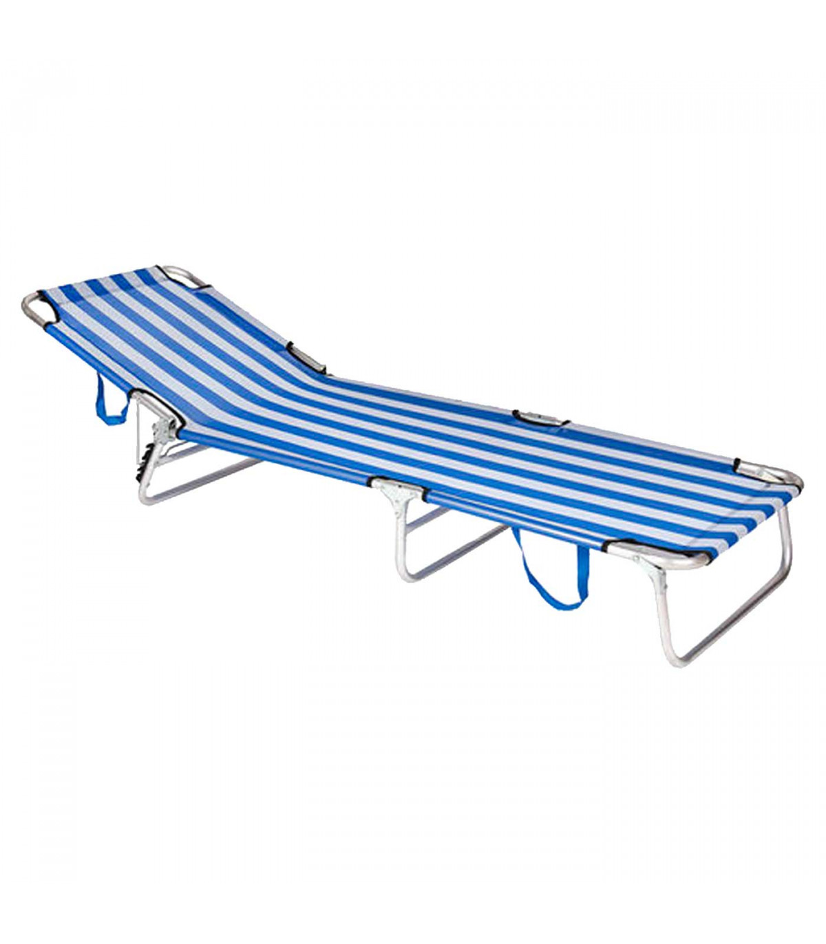 Bestway - Tumbona plegable de acero, reclinable, tejido Oxford, tejido  resistente. Color azul - blanco. 55 x 24 x 187 cm.