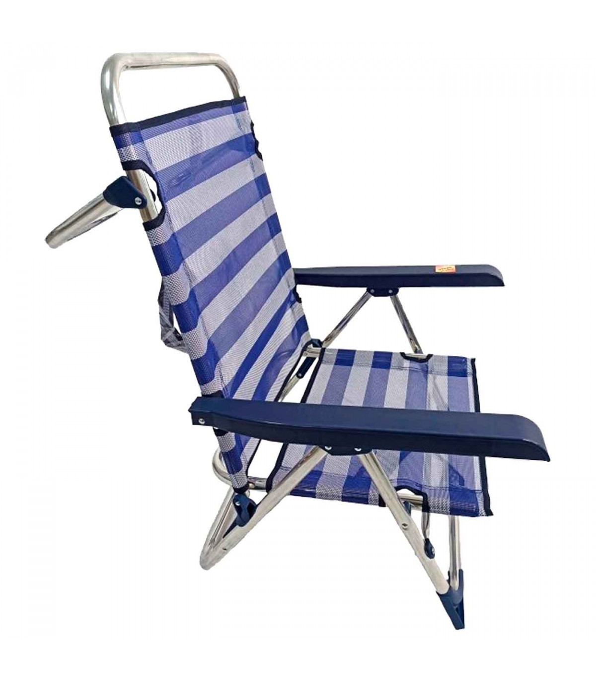 Tradineur - Esterilla de playa abatible, tumbona con respaldo reclinable,  incluye bolsillo y correa, plegable, portátil, ligera