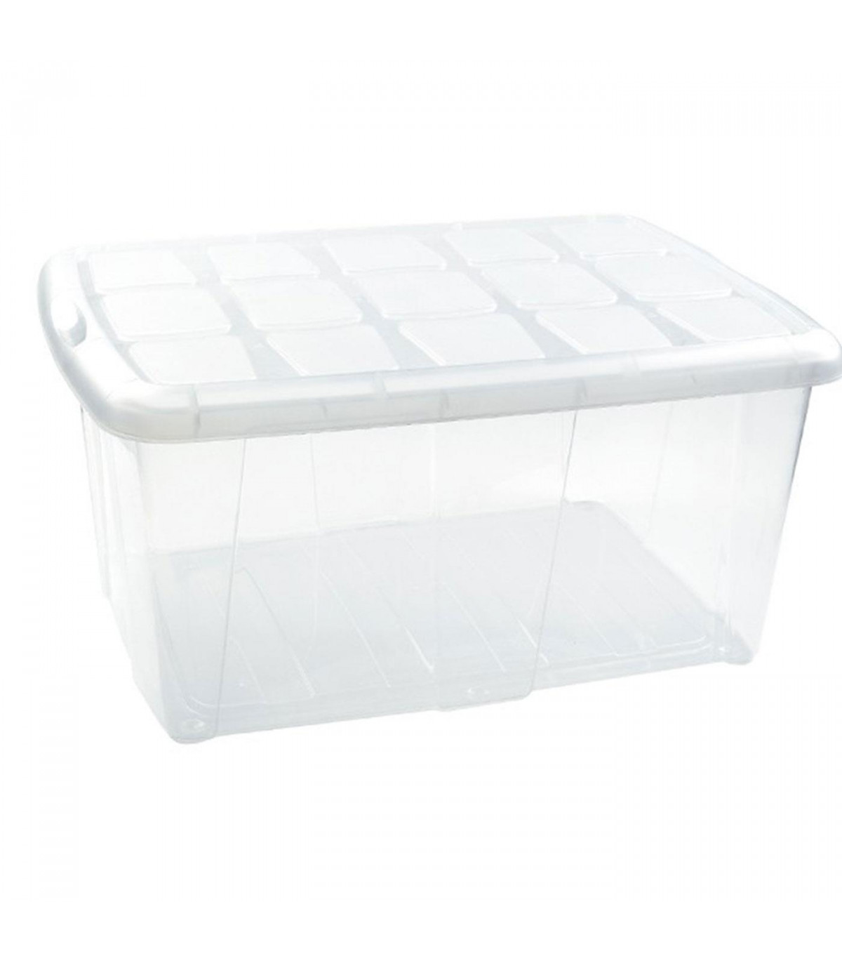 Tradineur - Caja de plástico transparente Nº 18, 60 litros