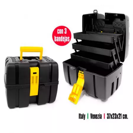 Caja de herramientas negra y amarilla resistente y práctica Caja de herramientas negra y amarilla resistente y práctica