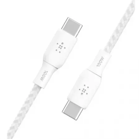 Belkin Cable USB-C 100W 2M Blanco – Carga Rápida Segura Belkin Cable USB-C 100W 2M Blanco – Carga Rápida Segura