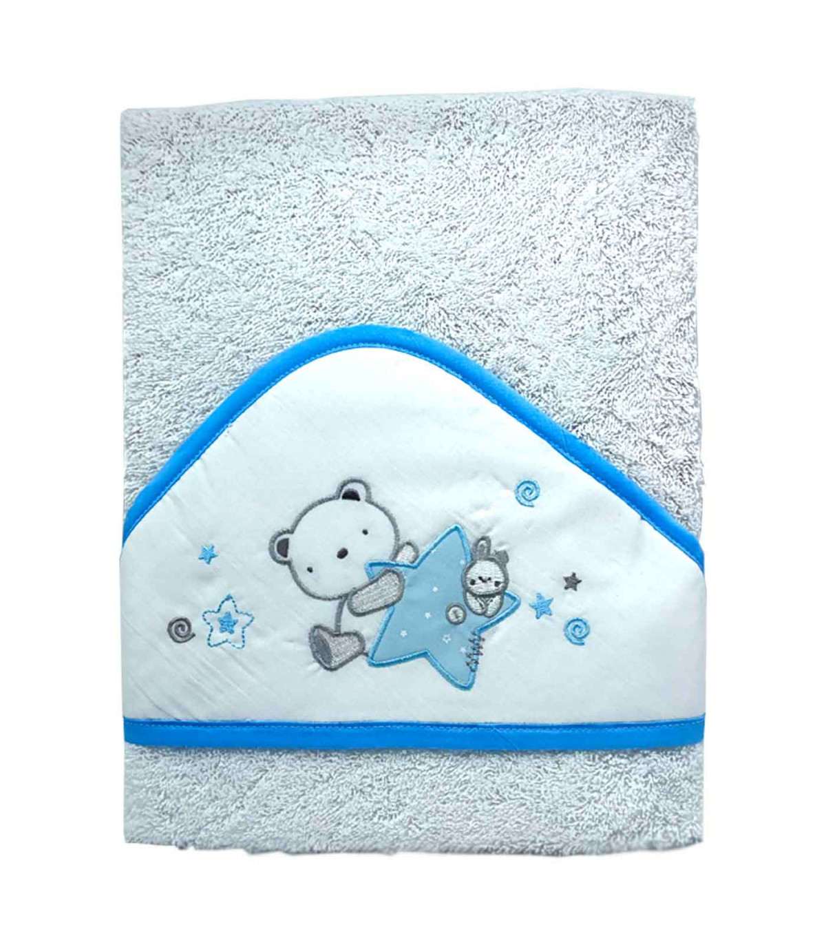Tradineur - Capa/Toalla de baño para bebé - Diseño de osito con estrella -  Garantiza el confort del bebé - 100 x 100 cm - Color