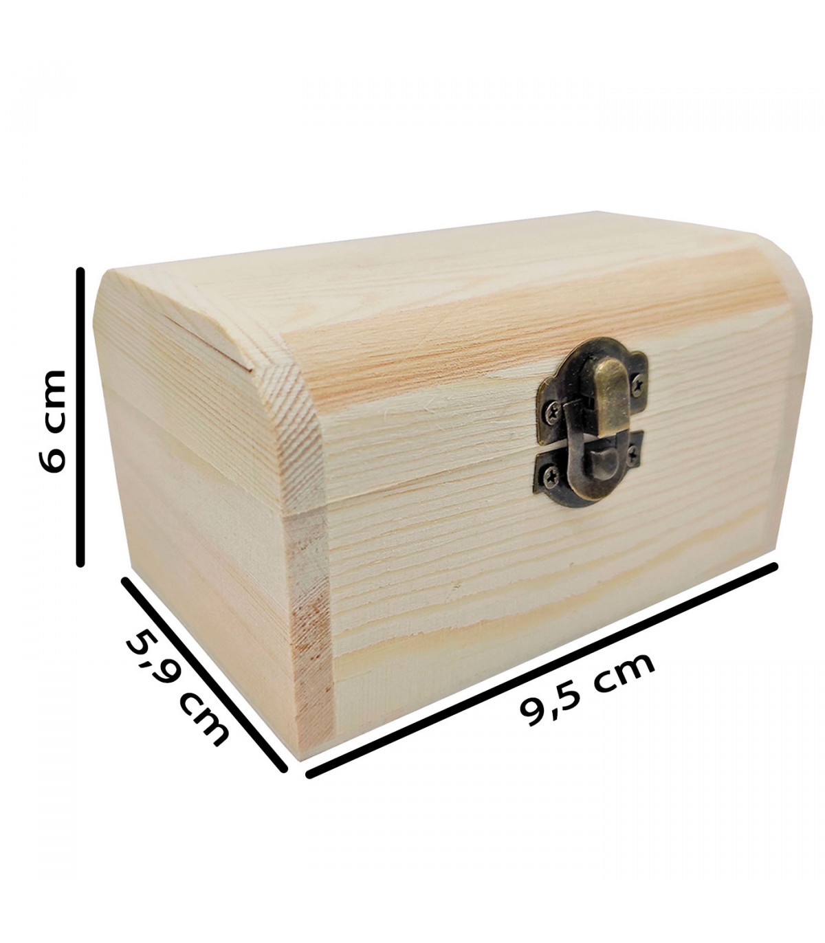 Tradineur - Caja con forma de baúl, madera natural, cierre