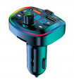Transmisor FM bluetooth para mechero de coche, manos libres, reproductor de música inalámbrico, soporte tarjeta SD, luz de colores ajustables, negro
