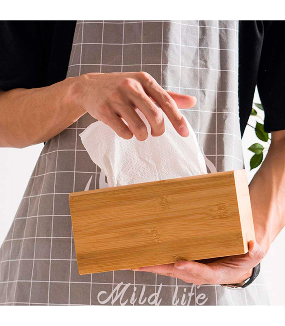 Tradineur - Caja de bambú para pañuelos, dispensador de pañuelos de papel  con base extraíble, baño, dormitorio, cocina, 23 x 11