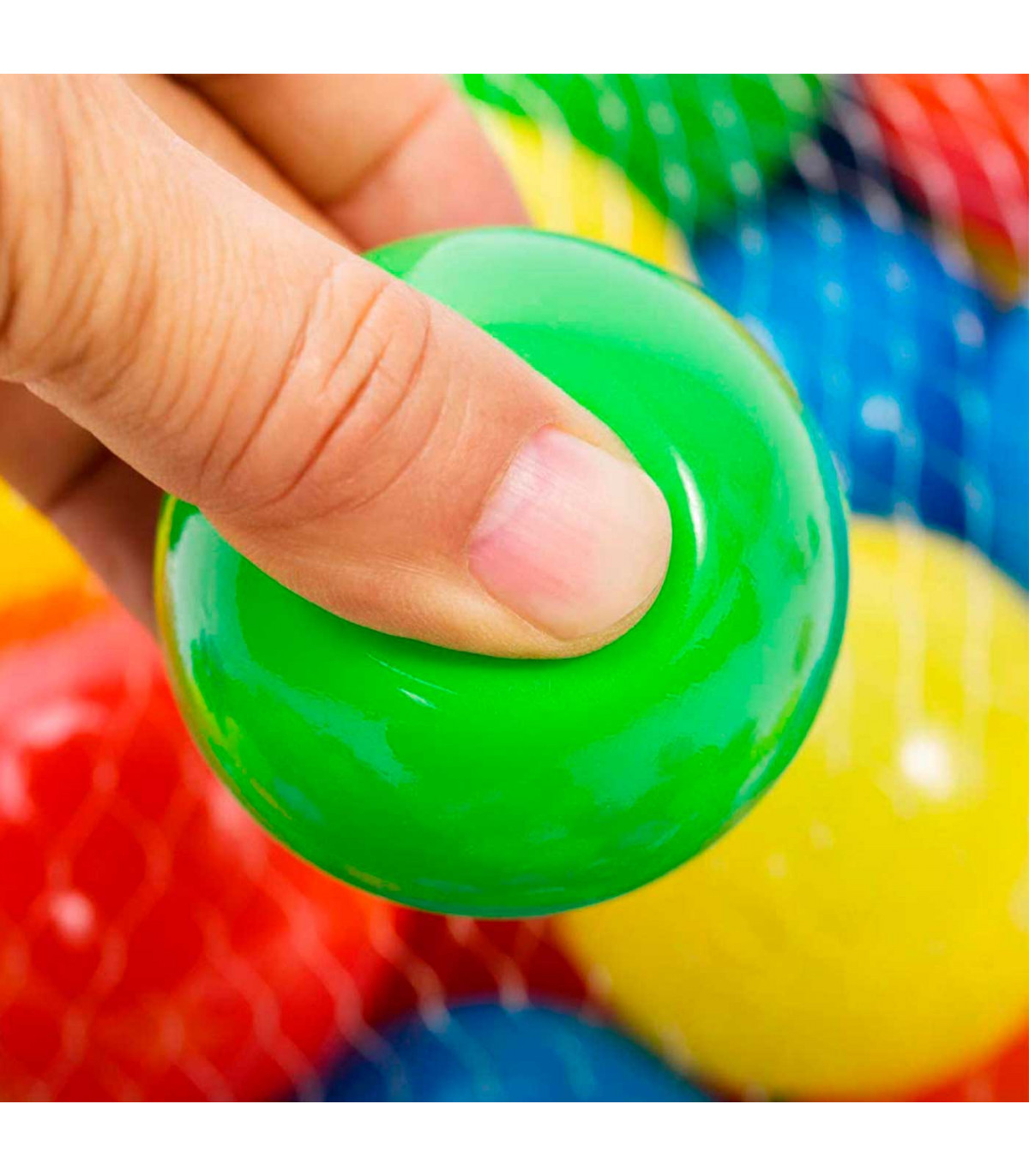 Tradineur - Pack de 30 bolas multicolor en red, pelotas de colores blandas  de plástico para jugar, niños, juguetes infantiles, p