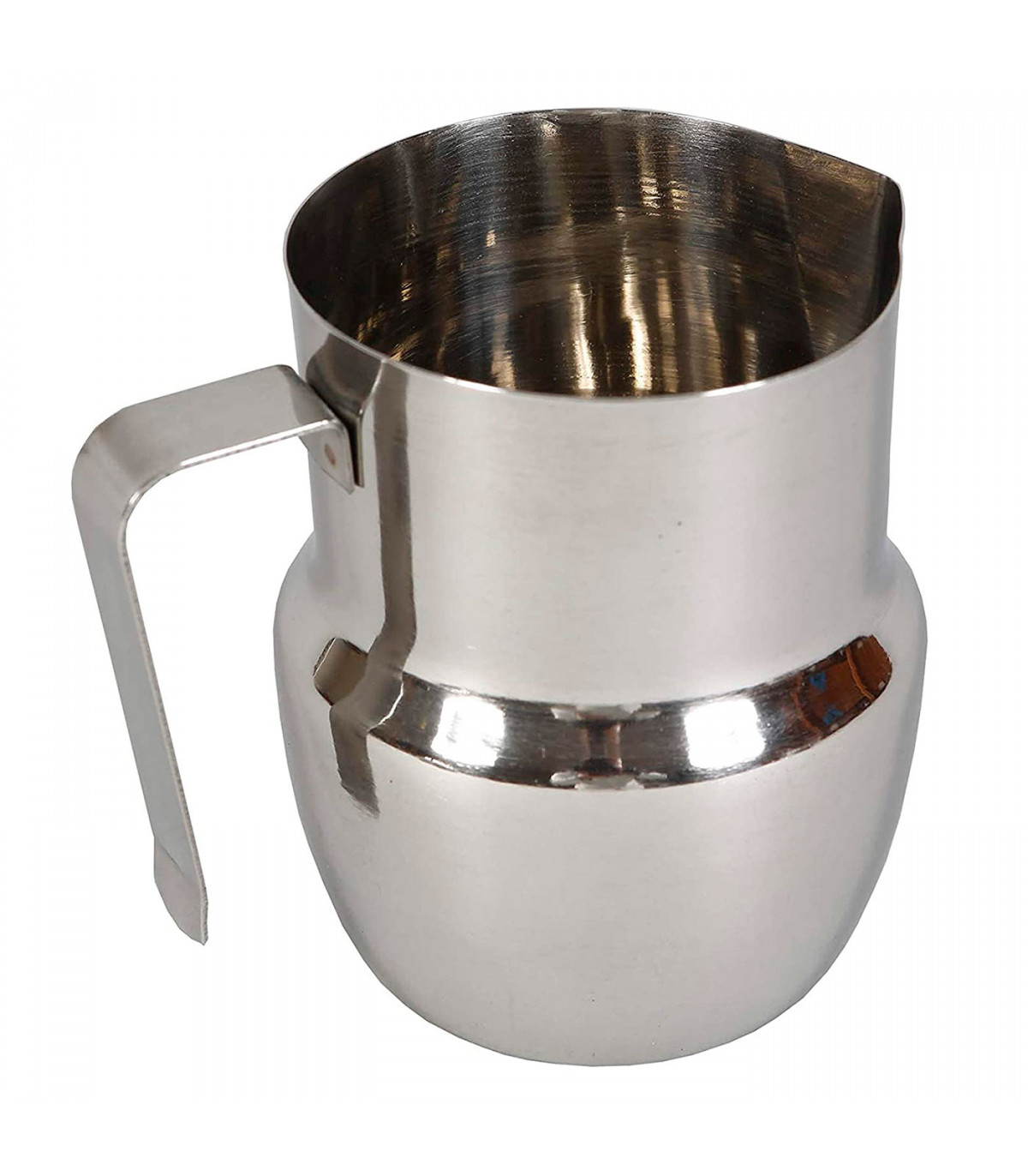 Tradineur - Jarra de leche de acero inoxidable 600 ml, jarra para espuma de  café 11 x 9 x 11,5 cm, asa y pico vertedor, cafeterí
