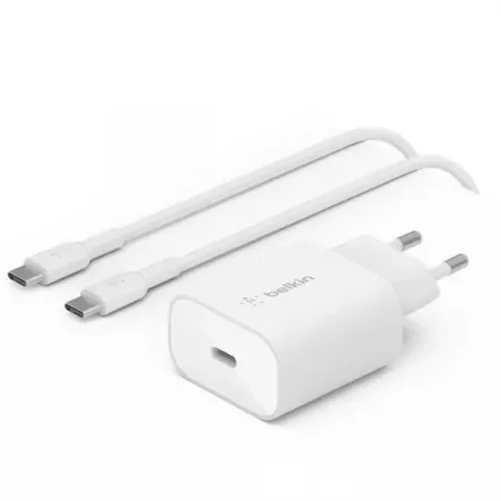 Belkin Cargador PD 25W con Cable USB-C de 1M – Carga Rápida Belkin Cargador PD 25W con Cable USB-C de 1M – Carga Rápida