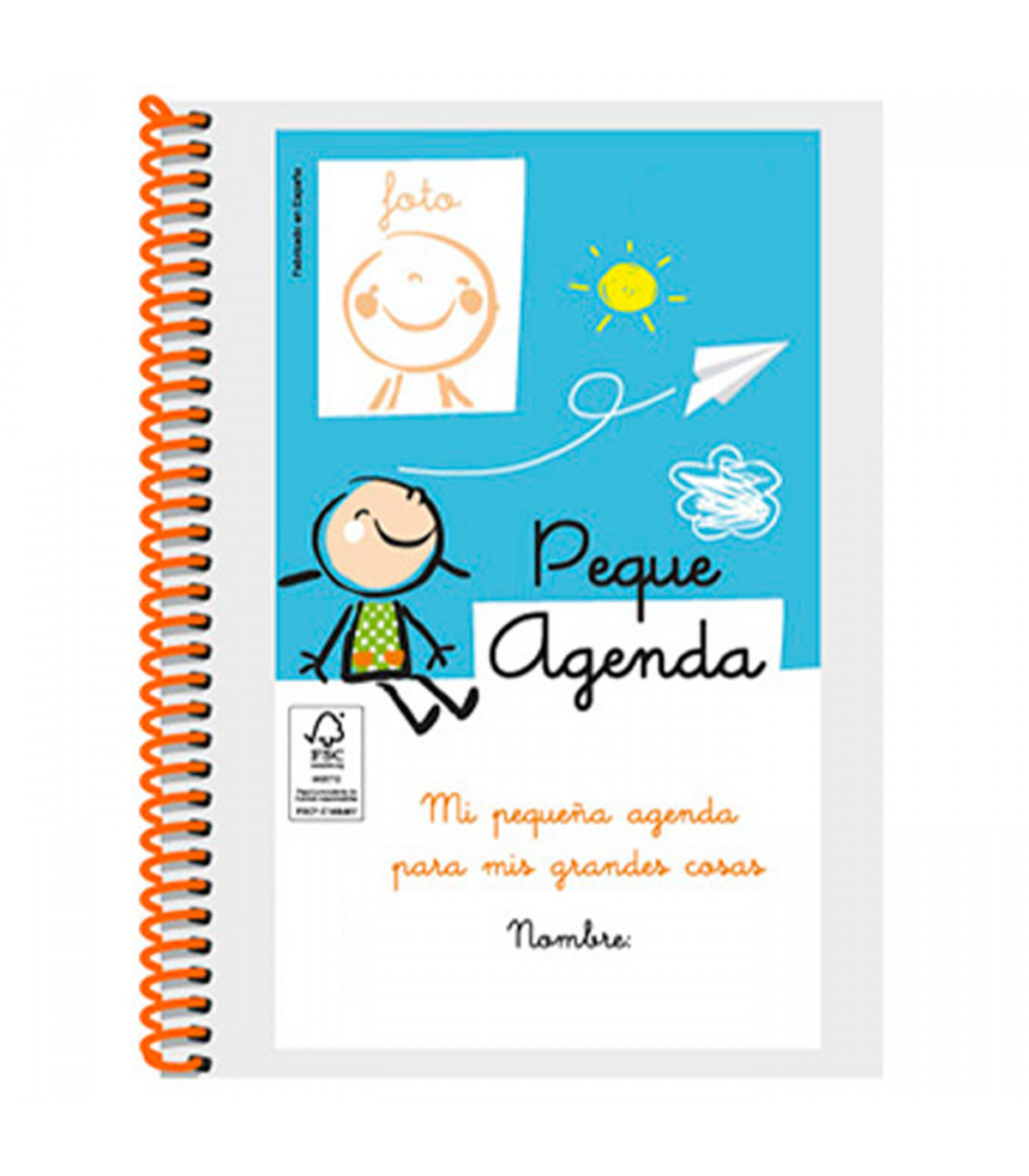 Tradineur - Agenda escolar con anilla Peque Agenda para niños pequeños,  control de alimentación, medicación, sueño, 15 x 12,5