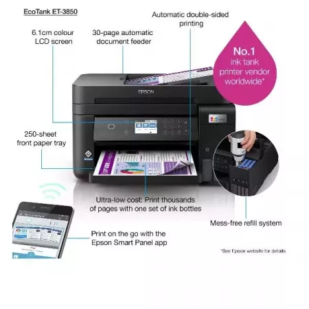 Epson EcoTank ET-3850: Impresora Eficiente y Económica Epson EcoTank ET-3850: Impresora Eficiente y Económica