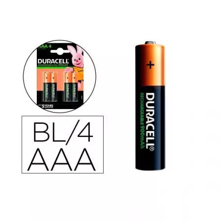 Duracell Pilas AAA Recargables StayCharged 900mAh – Pack 4 Duracell Pilas AAA Recargables StayCharged 900mAh – Pack 4