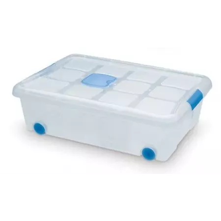 Caja de almacenamiento 31L con ruedas y tapa antipolillas transparente Caja de almacenamiento 31L con ruedas y tapa antipolillas transparente
