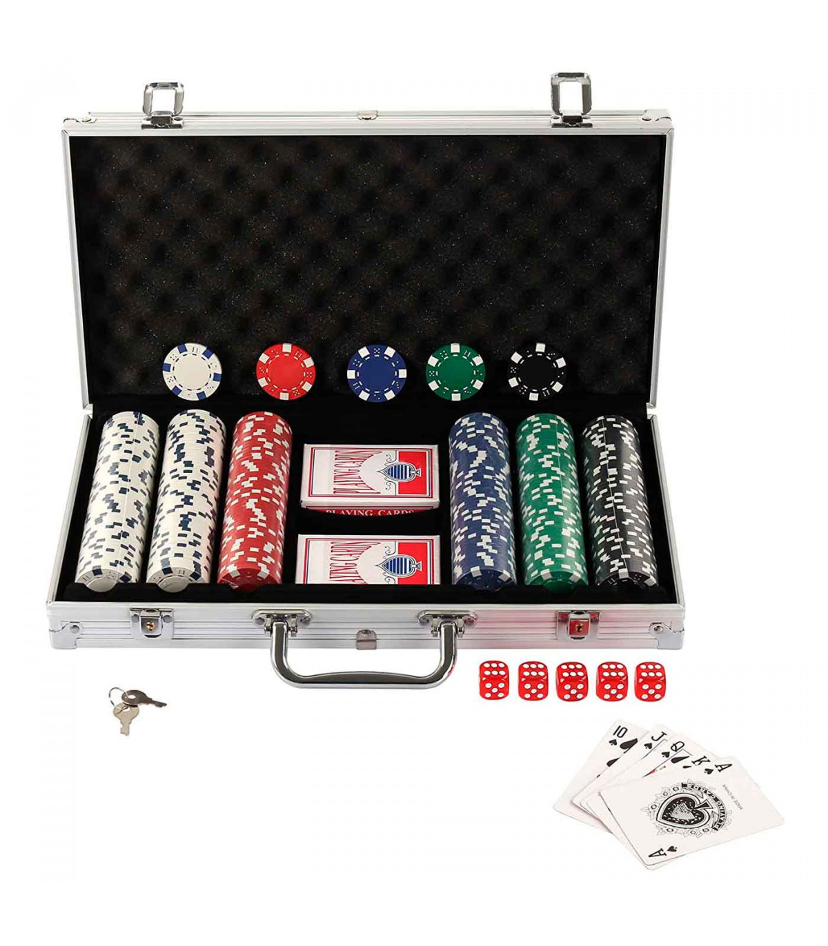 Hambre Plano moneda Tradineur - Juego de póker con 300 piezas - Fichas de 11,5 gramos, 2  Barajas de Cartas - Incluye maletín de metal.
