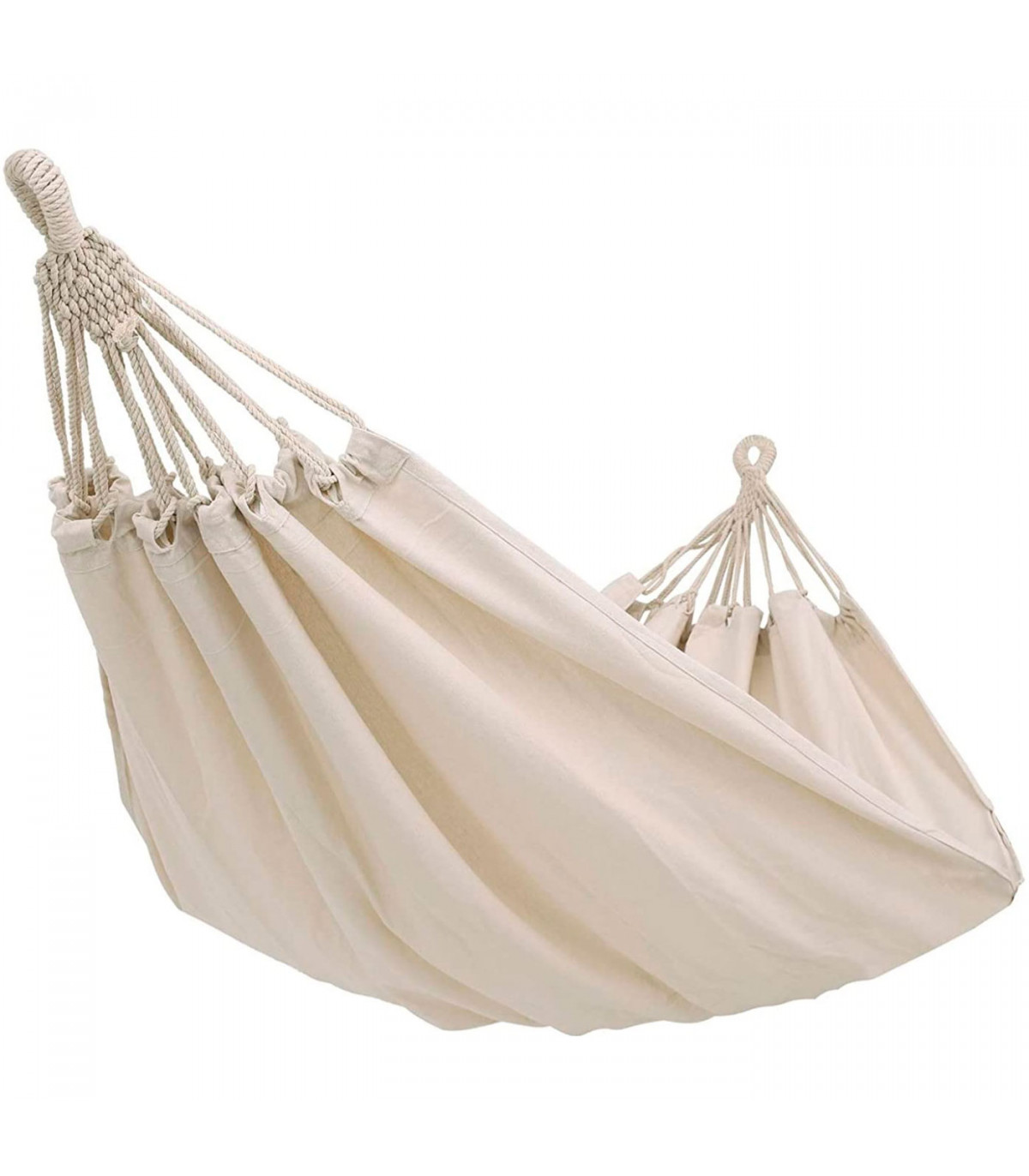 Tradineur - Hamaca de algodón con bolsa, 1-2 personas, máximo 120 kg,  columpio de tela para dormir, camping, jardín, exterior (B