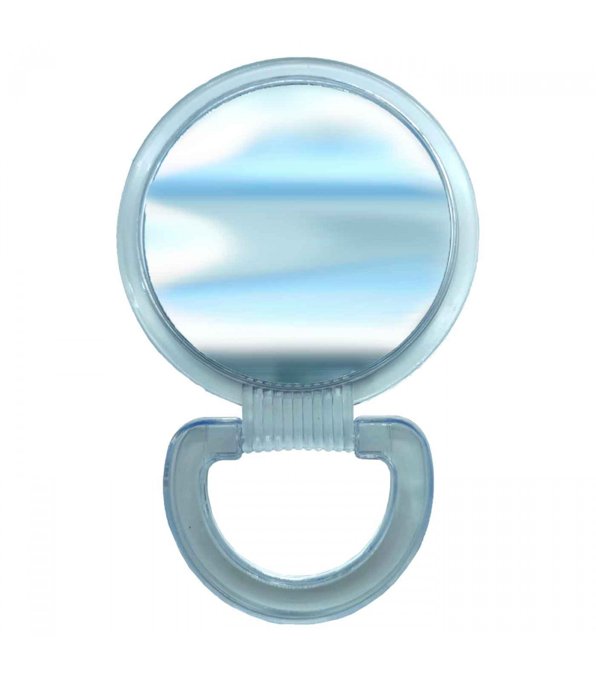 Tradineur - Espejo redondo de doble cara - Soporte de mano profesional con  mango plegable - diámetro de 16 cm - Transparente
