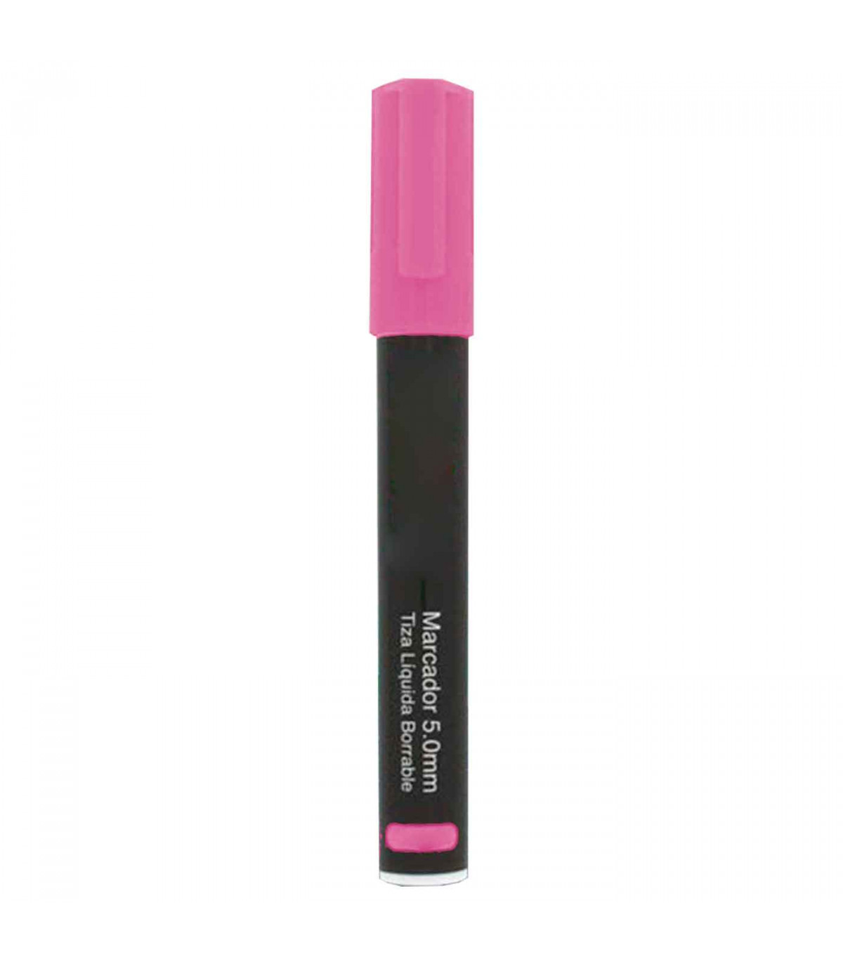 Tradineur - Marcador de tiza liquida color rosa borrable con punta  reversible (redonda y biselada) - Ideal para diseño comercial