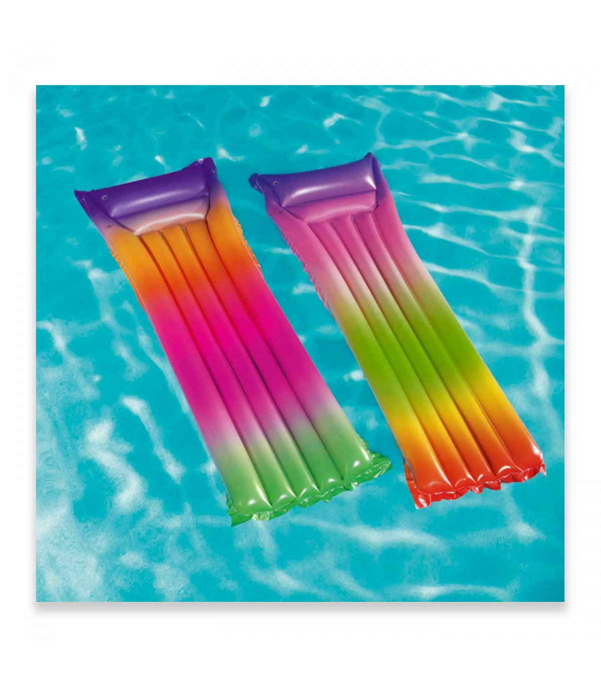 Tradineur - Colchoneta hinchable arcoiris, 2 cámaras de aire, vinilo  resistent. Ideal para verano, disfruta de la piscina y play