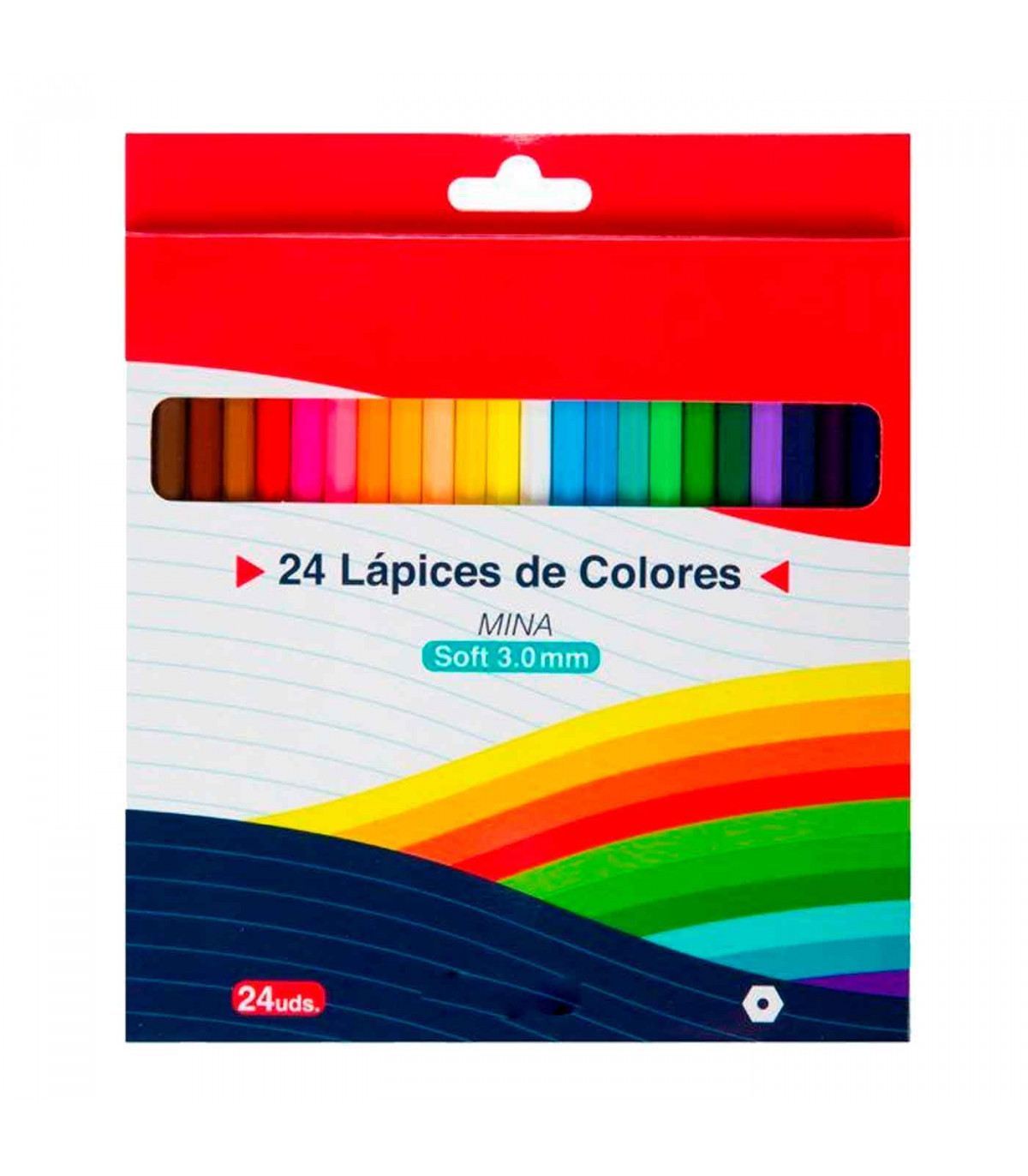 Tradineur - Caja de 18 lápices de colores para niños - Forma hexagonal -  Material escolar - Colores vivos - Ideal para colorear