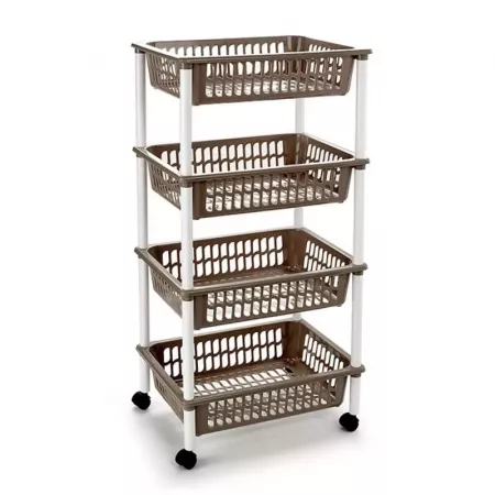Carrito de Cocina Topo con Ruedas y 4 Cestas Amplias Carrito de Cocina Topo con Ruedas y 4 Cestas Amplias