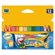 Tradineur - Caja de barras de ceras de colores - 12 Colores llamativos - Fabricación en cera - Forma circular - Ideal para los más peques.