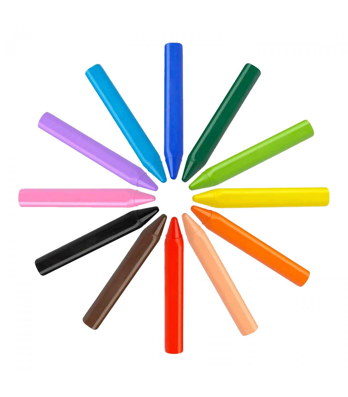 Tradineur - Caja de barras de ceras de colores - 12 Colores llamativos -  Fabricación en cera - Forma circular - Ideal para los m