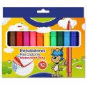 Tradineur - Caja de 24 lápices de colores para niños, material escolar,  colores vivos surtidos, ideal para colorear y dibujar
