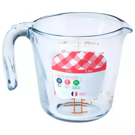 Jarra Medidora 500 ml Vidrio Borosilicato, Resistente & Versátil Jarra Medidora 500 ml Vidrio Borosilicato, Resistente & Versátil