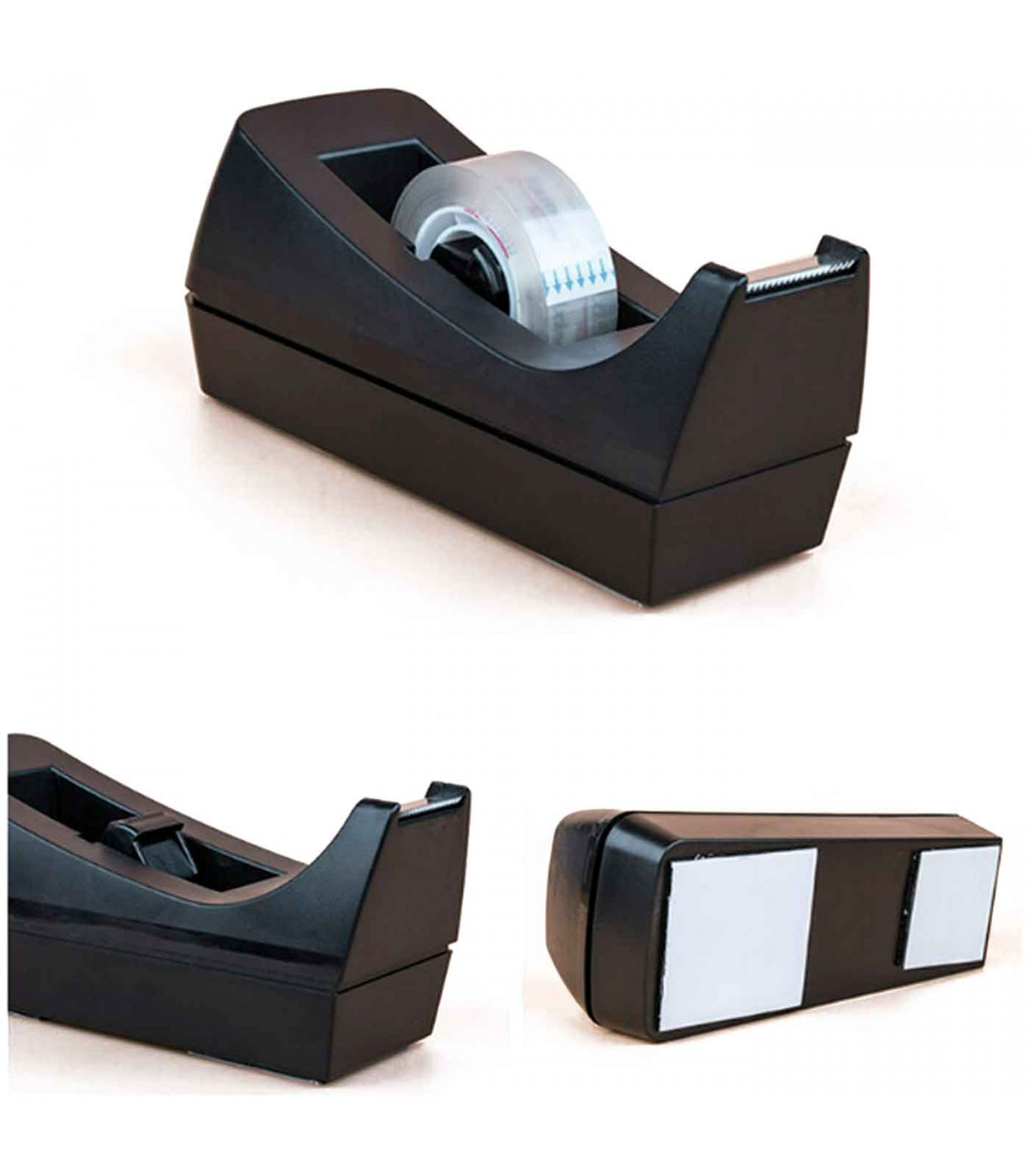 Tradineur - Set de portarrollos con cinta adhesiva, incluye 2 rollos de 18  m x 12 mm, dispensador de celo rellenable para escuel