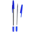 Tradineur - Set de 2 lápices con goma de borrar, afilalápiz, regla de 15 cm  y bolígrafo azul, escritura suave y precisa, materia