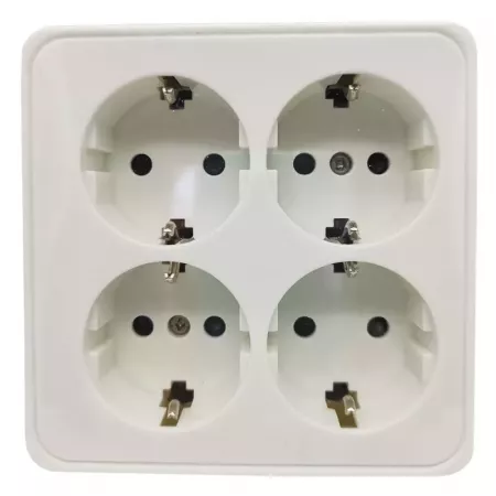 Ladrón Cuadrado 4 Enchufes Compacto Blanco con Protección Infantíl Ladrón Cuadrado 4 Enchufes Compacto Blanco con Protección Infantíl