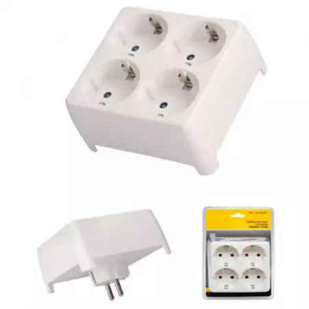 Ladrón Cuadrado 4 Enchufes Compacto Blanco con Protección Infantíl Ladrón Cuadrado 4 Enchufes Compacto Blanco con Protección Infantíl
