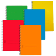 Tradineur - Pack de 5 cuadernos lisos, tamaño 4º, tapas de polipropileno y hojas en blanco, encuadernación de espiral, 80 hojas, 21,5 x 15 cm, colores aleatorios