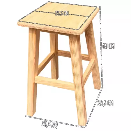 Banqueta Baja de Madera con Reposapiés – Varias Tonalidades Banqueta Baja de Madera con Reposapiés – Varias Tonalidades