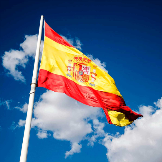 Tradineur - Bandera de España para balcón, válida para mástil, poliéster,  resisetente a la intemperie, exterior, eventos deporti