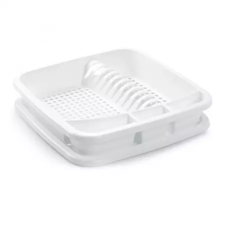 Escurreplatos Blanco 39x39 cm con Bandeja Antigoteo y 3 Compartimentos Escurreplatos Blanco 39x39 cm con Bandeja Antigoteo y 3 Compartimentos