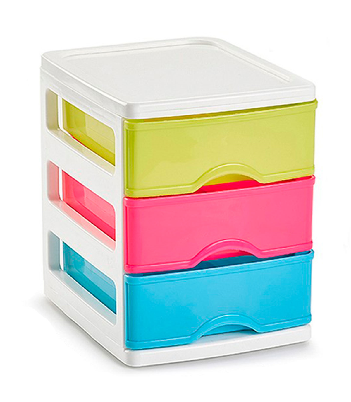 Tradineur - Cajonera Turia de plástico con 3 cajones multicolor, torre  almacenaje, sobremesa, escritorio, baño, oficina (Blanco