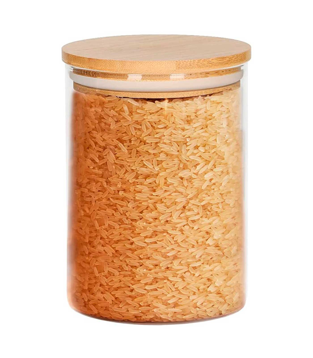 Navaris 3x Bote de cristal con tapa de madera - Set de tarros de 1 L para  almacenamiento de alimentos pasta harina legumbres - Frascos para la cocina