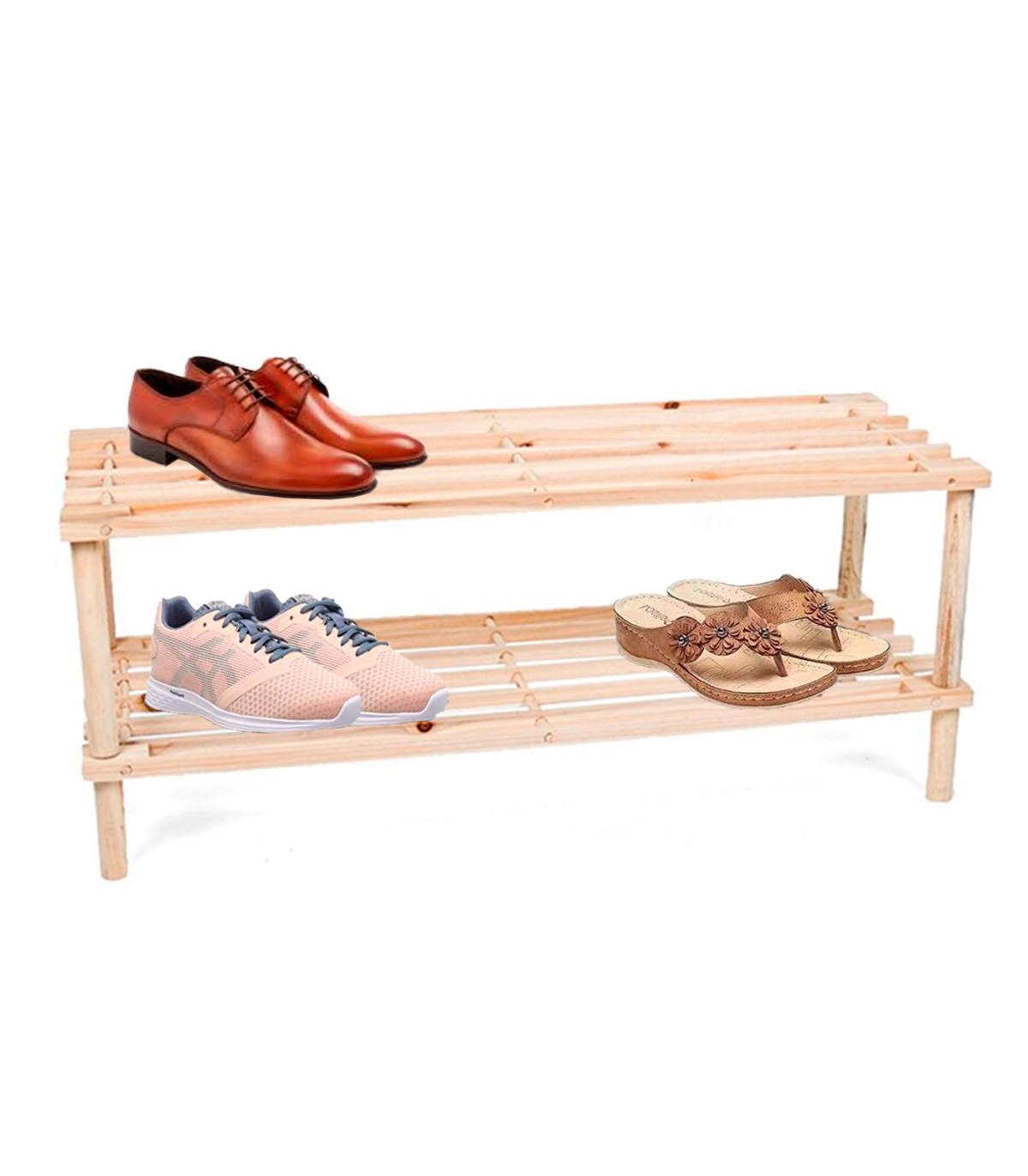 Mueble zapatero de madera, con dos portones para calzado. – Nila