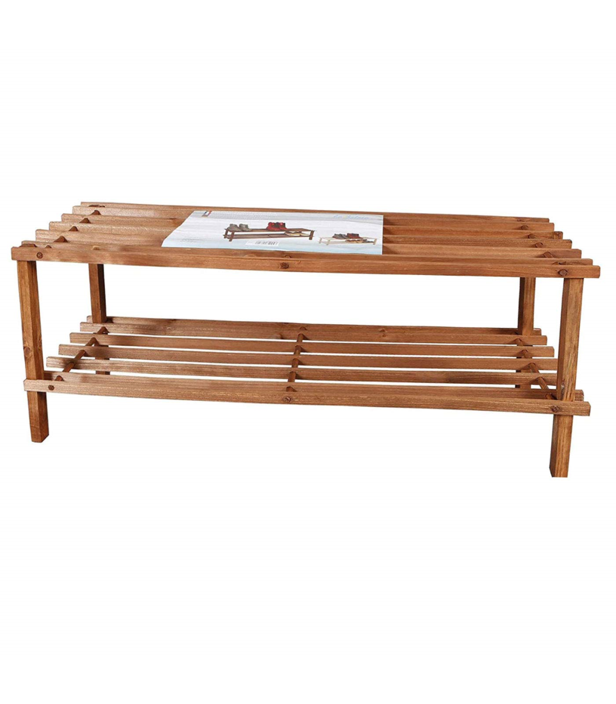 Mueble zapatero de madera 2 niveles 74 x 26 x 29,5 cm, estantería