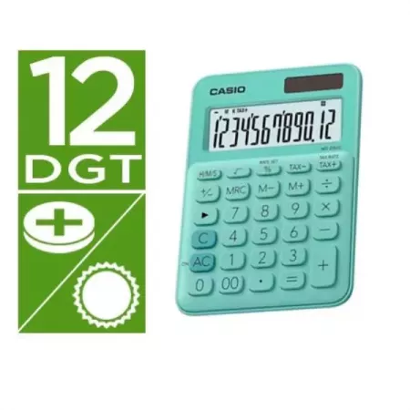 Calculadora Casio MS-20UC-GN Verde 12 Dígitos y Función Tax Calculadora Casio MS-20UC-GN Verde 12 Dígitos y Función Tax