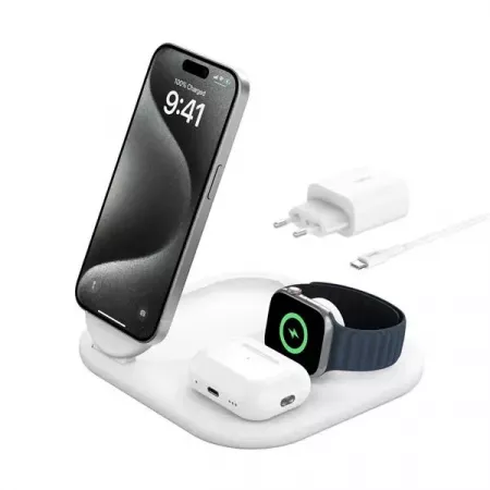 Belkin Cargador Magnético 3 en 1 15W Qi2 Ideal Viajes Belkin Cargador Magnético 3 en 1 15W Qi2 Ideal Viajes