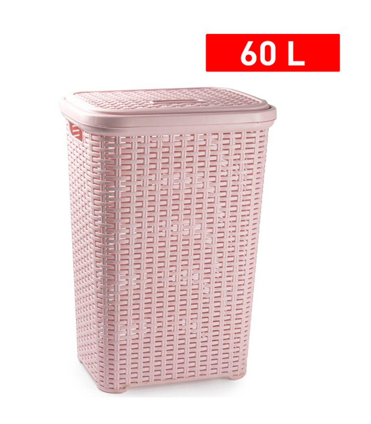 Tradineur - Cesto para ropa sucia de plástico con tapa 60 litros, wengué,  43 x 35,5 x 62 cm, pongotodo, cubo para la colada con