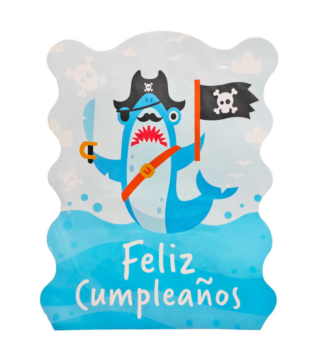 Piñata tiburón pirata de cartón, feliz cumpleaños, para rellenar con  golosinas, chuches, niños, decoración infantil para fiestas