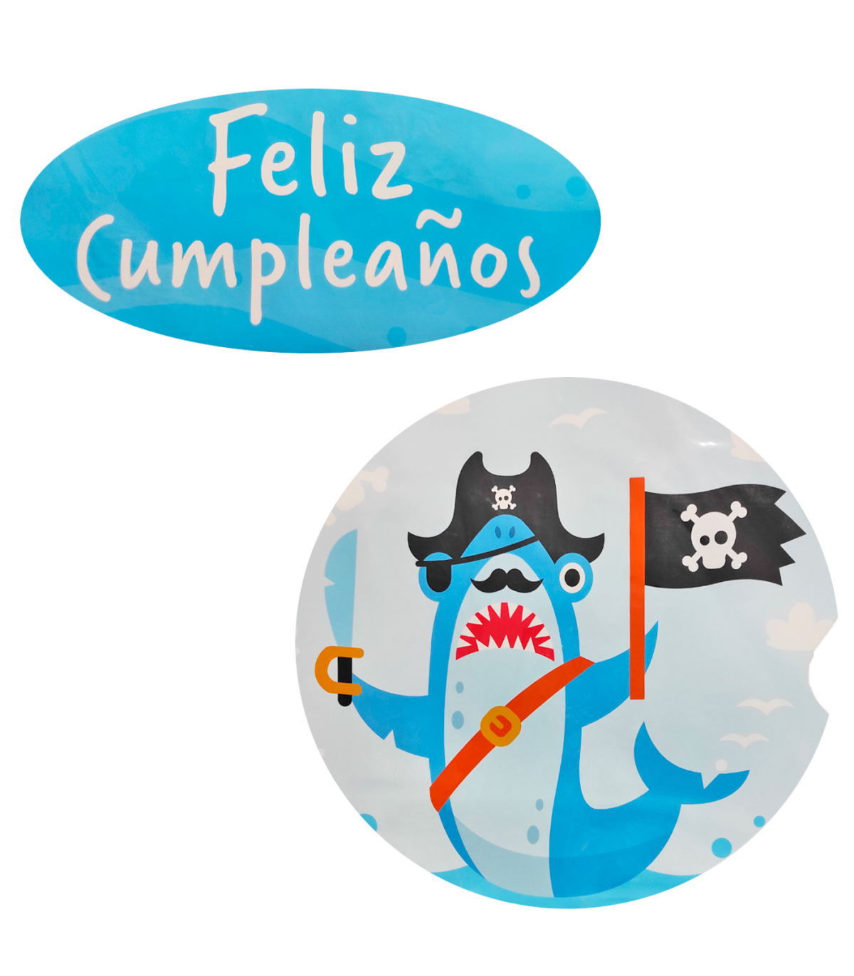 Piñata tiburón pirata de cartón, feliz cumpleaños, para rellenar con  golosinas, chuches, niños, decoración infantil para fiestas