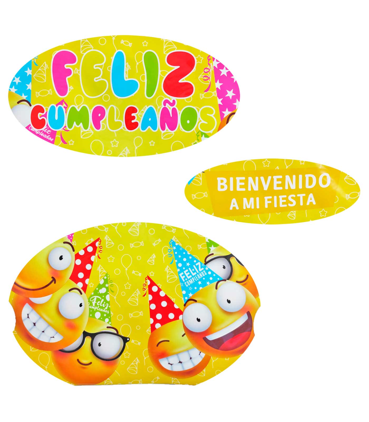 Piñata de cartón con emoticonos, feliz cumpleaños, para rellenar con  golosinas, chuches, niños, decoración infantil para fiestas
