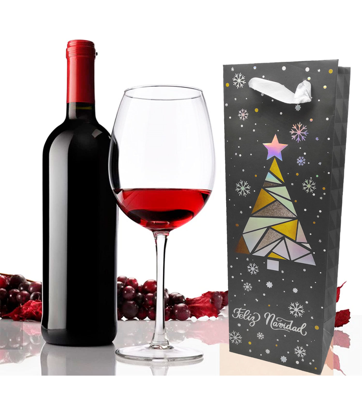 Tradineur - Bolsa de cartón para botella de vino con diseños